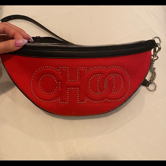 Jimmy Choo Handbags - Jimmy Choo Faye Belt Bag - red canvas, black leather